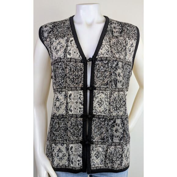 NEW Americas Alpaca Vest XL Gray White Black Tapestry Knit Alpaca Wool Preppy - Picture 10 of 12